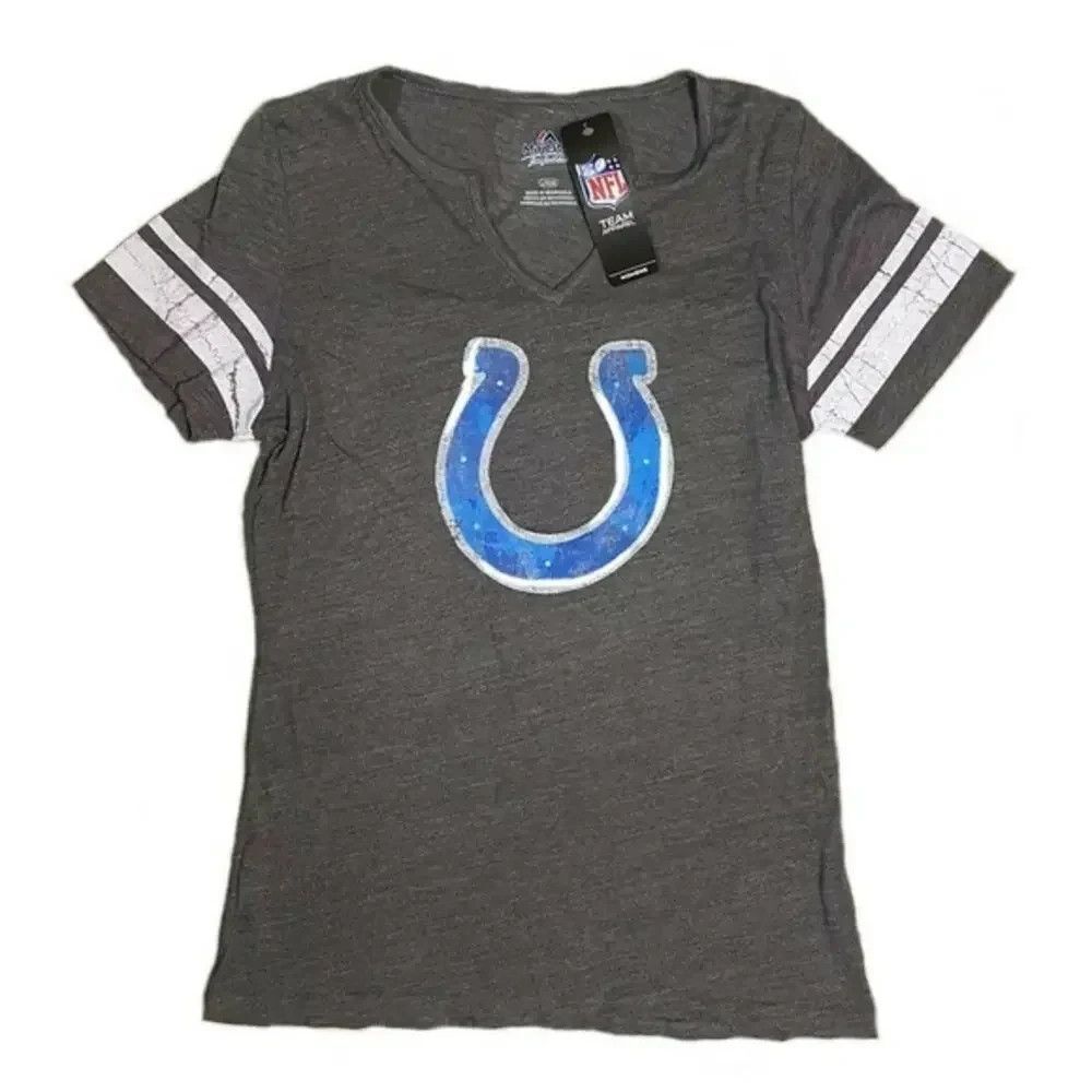 Indianapolis Colts Women’s Shirt Size L gray V-Neck Majestic NFL NWT